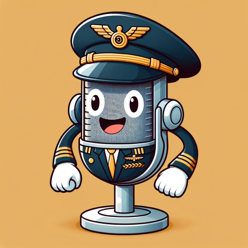 DALL·E 2023-11-10 18.47.52 – Create a digital illustration of a character that is a combination of a podcasting microphone and an airplane pilot. The character should have the dis