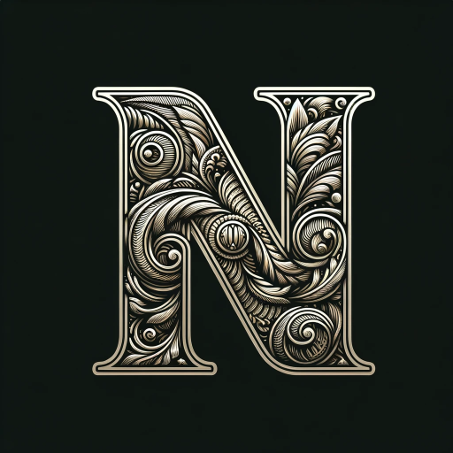 DALL·E 2024-01-07 20.07.55 – An intricate and detailed logo showcasing the letter N with ornate patterns and textures for a sophisticated portfolio