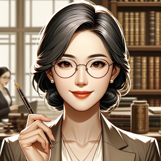 DALL·E 2024-01-25 17.03.03 – A digital illustration of a headshot of an elegant and scholarly Asian female professor with very fair skin. She should be holding a pen, symbolizing