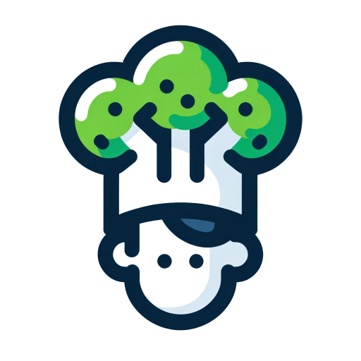 DALL·E 2023-11-10 23.14.56 – A simple icon featuring a chef hat with a broccoli floret on top, using bold colors and clear lines for a clean and minimalist design, suitable for a
