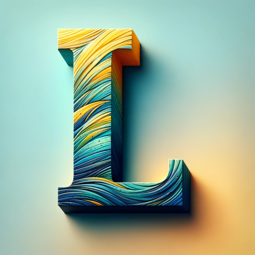DALL·E 2023-11-13 17.46.42 – Create a high-quality 3D font logo with the letter ‘L’, 512×512 pixels, in a simple style inspired by Van Gogh. The logo should feature upright and sl
