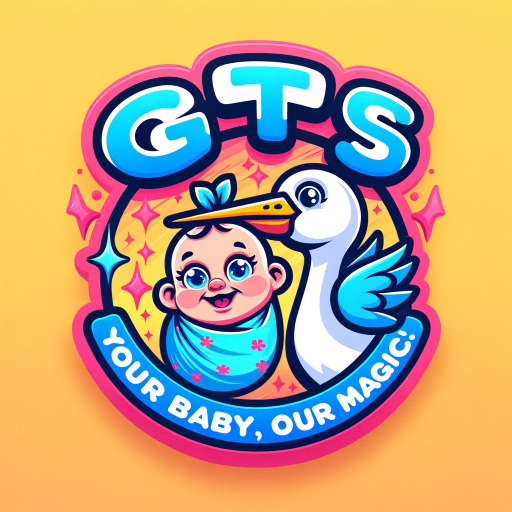 DALL·E 2023-11-16 00.11.43 – A clickbait-style logo for a baby image generator app. The logo features a cartoon stork carrying a bundle with a smiling, cute, cartoon baby peeking