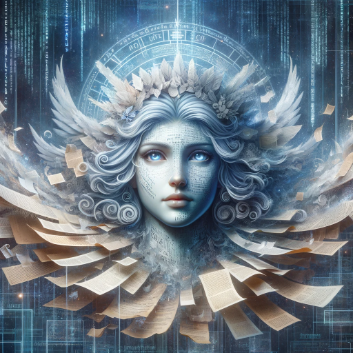 DALL·E 2023-12-12 11.13.53 – Create an avatar for Article Muse, the goddess of articles and writing. The avatar should feature a face that is both wise and inviting, with eyes tha